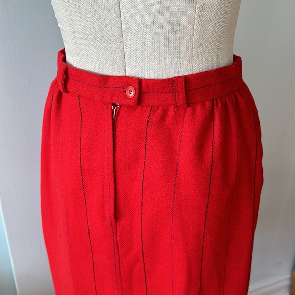 Vintage Junior Bazaar red striped pencil skirt - Picture 5 of 10